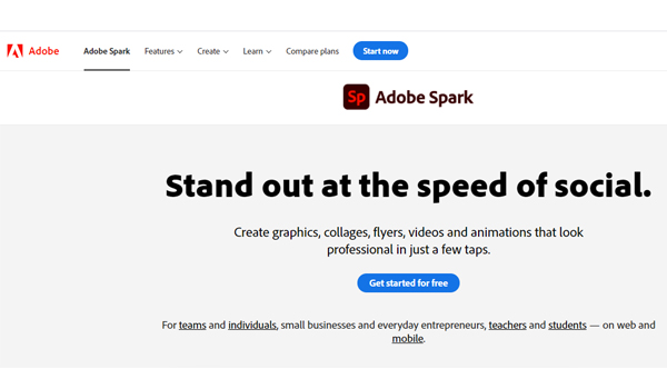 Adobe Spark đảm bảo kích thước, hình ảnh được tối ưu trên nhiều nền tảng